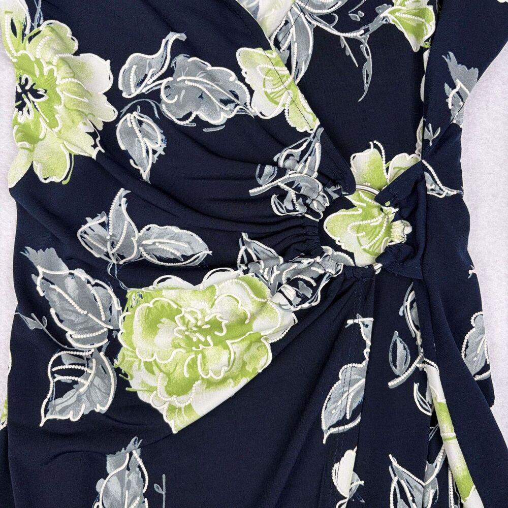 Shelby & Palmer Floral Wrap Dress Women's S Navy Green Midi Summer Wedding Party - Picture 5 of 11